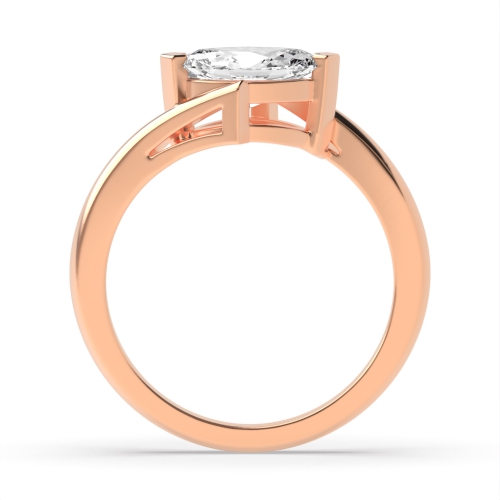 4 Prong Marquise Rose Gold Twist shank vertical set Engagement Rings