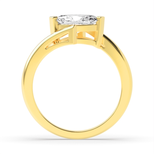 4 Prong Marquise Yellow Gold Twist shank vertical set Engagement Rings