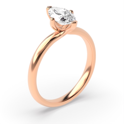 4 Prong Marquise Rose Gold Twist head v claws Engagement Rings