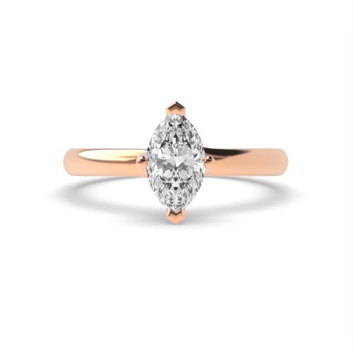 4 Prong Marquise Rose Gold Twist head v claws Engagement Rings