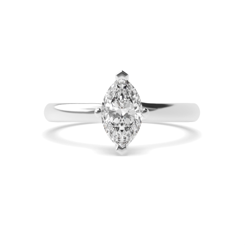 4 Prong Marquise Twist Head V Claws Solitaire Engagement Ring