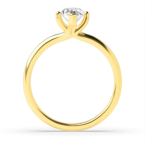 4 Prong Marquise Yellow Gold Twist head v claws Engagement Rings