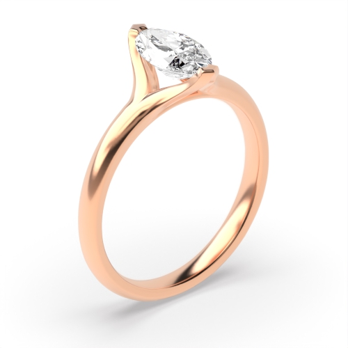 4 Prong Marquise Rose Gold Split shank Engagement Rings