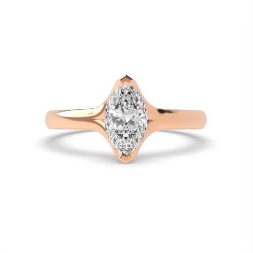 4 Prong Marquise Rose Gold Split shank Engagement Rings