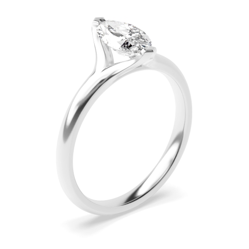 4 Prong Marquise Split Shank Solitaire Engagement Ring