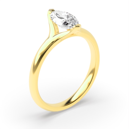 4 Prong Marquise Yellow Gold Split shank Engagement Rings