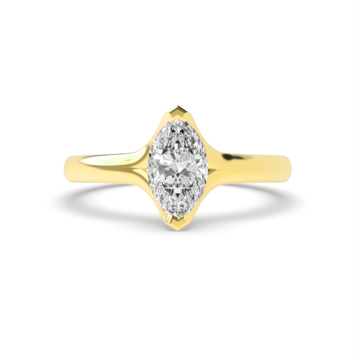 4 Prong Marquise Yellow Gold Split shank Engagement Rings