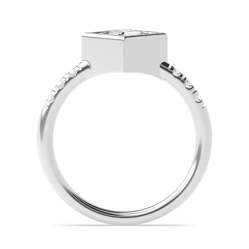 Bezel Setting Princess Side Stone Engagement Rings