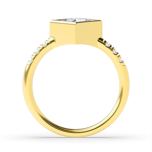 Bezel Setting Princess Yellow Gold Engagement Rings