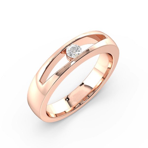 Channel Setting Round Rose Gold Open wedding Band Diamond Rings