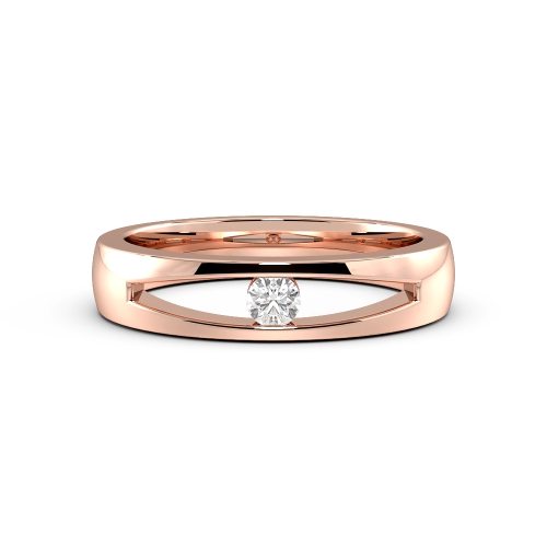 Channel Setting Round Rose Gold Open wedding Band Diamond Rings