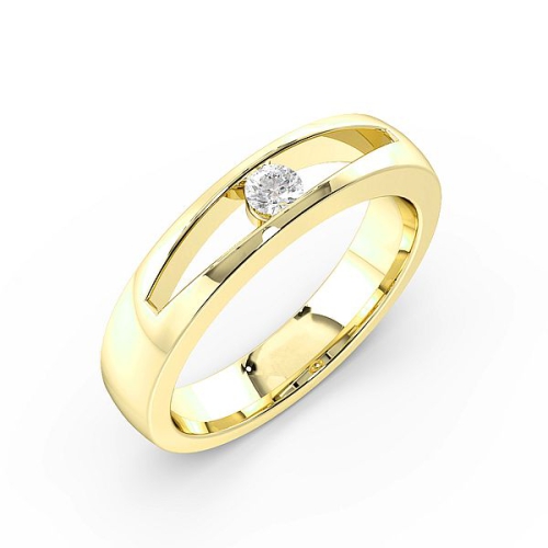Channel Setting Round Yellow Gold Open wedding Band Diamond Rings