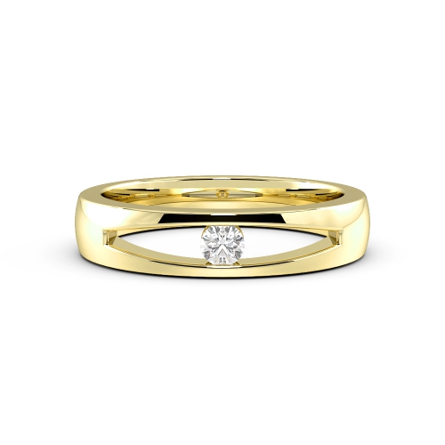Channel Setting Round Yellow Gold Open wedding Band Diamond Rings