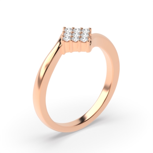 Pave Setting Round Rose Gold Twisted shoulder Engagement Rings