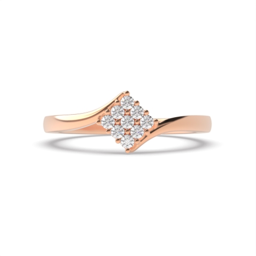 Pave Setting Round Rose Gold Twisted shoulder Engagement Rings