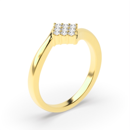Pave Setting Round Yellow Gold Twisted shoulder Engagement Rings