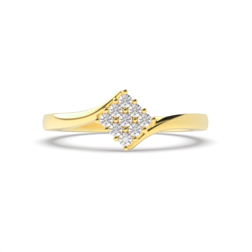Pave Setting Round Yellow Gold Twisted shoulder Engagement Rings