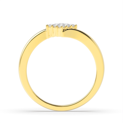 Pave Setting Round Yellow Gold Twisted shoulder Engagement Rings