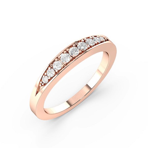Pave Setting Round Rose Gold Unique Band Diamond Rings