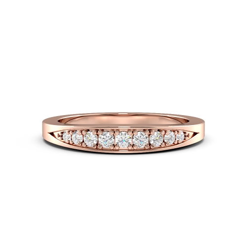 Pave Setting Round Rose Gold Unique Band Diamond Rings
