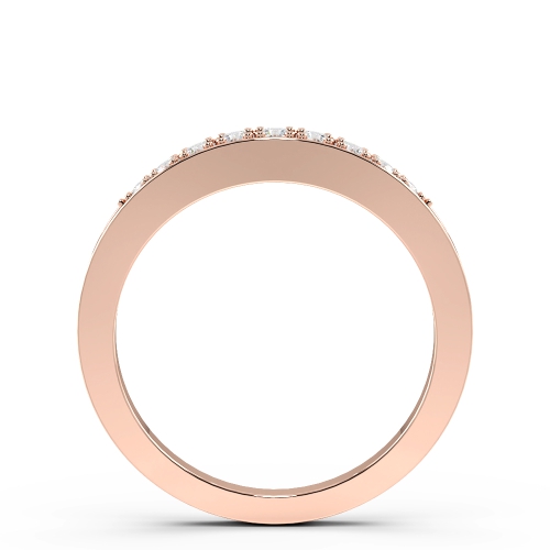 Pave Setting Round Rose Gold Unique Band Diamond Rings