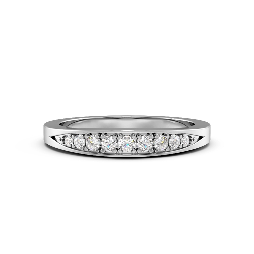 Pave Setting Round White Gold Unique Band Diamond Rings