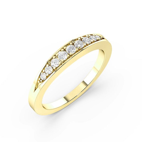 Pave Setting Round Yellow Gold Unique Band Diamond Rings