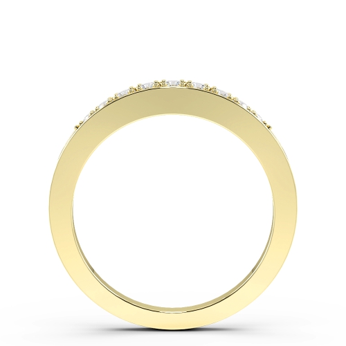 Pave Setting Round Yellow Gold Unique Band Diamond Rings