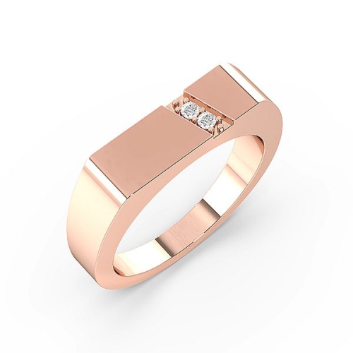 Pave Setting Round Rose Gold Two Unique Men's Wedding Bands Diamond Rings
