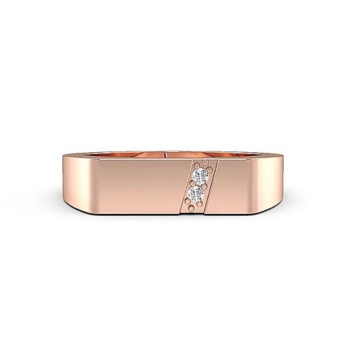 Pave Setting Round Rose Gold Two Unique Men's Wedding Bands Diamond Rings