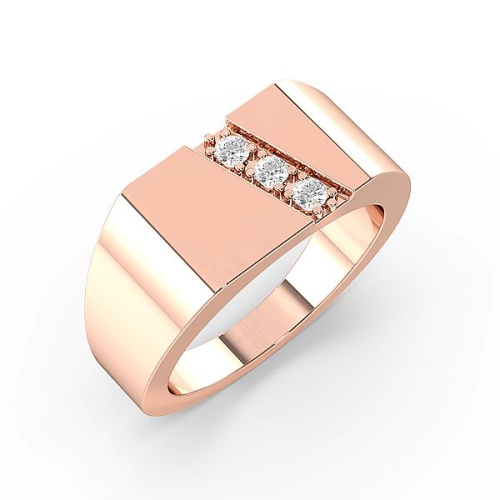 Pave Setting Round Rose Gold Men?s Diamond Rings