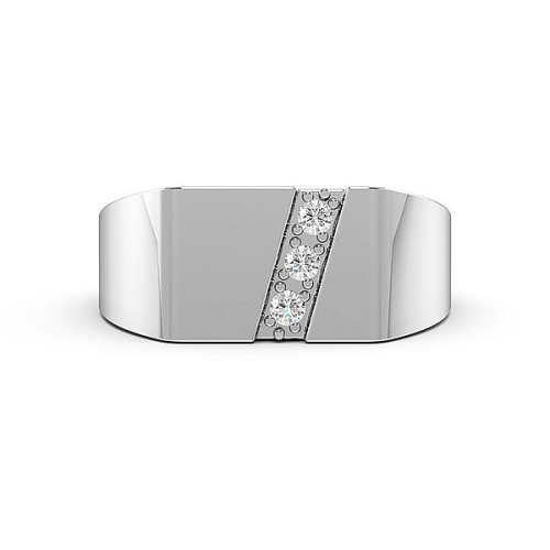 Pave Setting Round Men?s Three Stone Diamond Ring