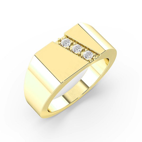Pave Setting Round Yellow Gold Men?s Diamond Rings