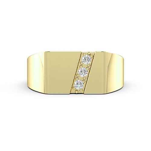 Pave Setting Round Yellow Gold Men?s Diamond Rings