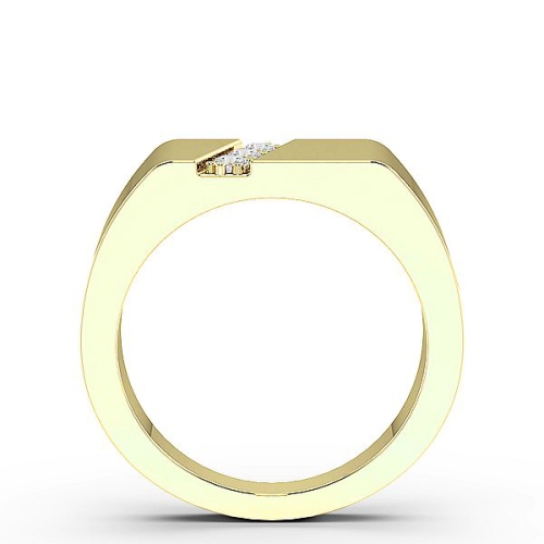 Pave Setting Round Yellow Gold Men?s Diamond Rings