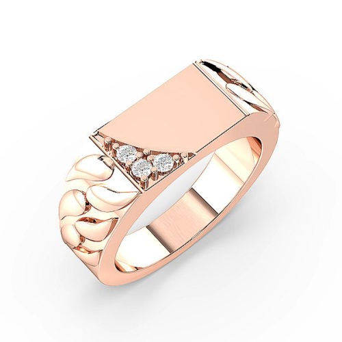 Pave Setting Round Rose Gold Corner Unique Men's Wedding Bands Diamond Rings