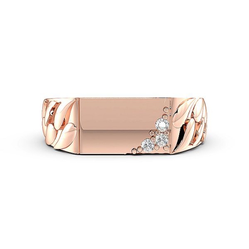 Pave Setting Round Rose Gold Corner Unique Men's Wedding Bands Diamond Rings