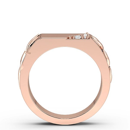 Pave Setting Round Rose Gold Corner Unique Men's Wedding Bands Diamond Rings