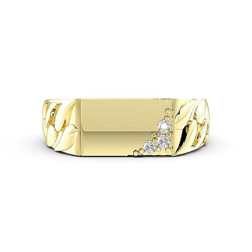 Pave Setting Round Yellow Gold Corner Diamond Rings