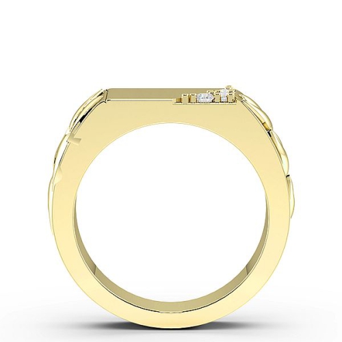 Pave Setting Round Yellow Gold Corner Diamond Rings