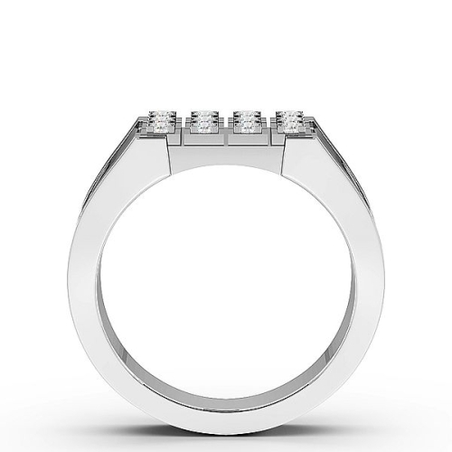 Pave Setting Round Three Row Cluster Wedding Band