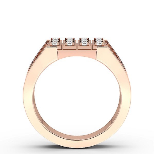 Pave Setting Round Rose Gold Three row Unique Men's Wedding Bands Diamond Rings