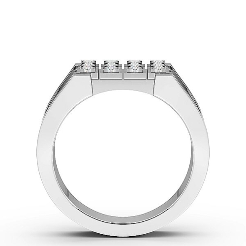 Pave Setting Round Three Row Cluster Diamond Ring