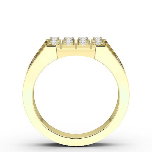 Pave Setting Round Yellow Gold Three row Diamond Rings