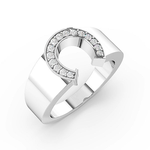 Round Shoe Horse Diamond Mens Ring (10.5mm)