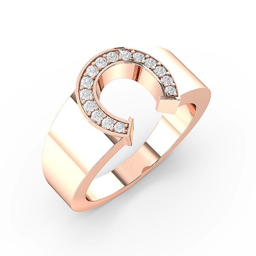 Pave Setting Round Rose Gold Shoe horse Unique Men's Wedding Bands Diamond Rings