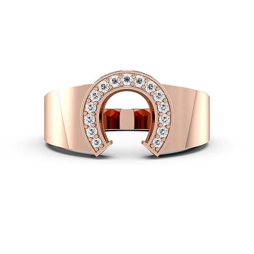 Pave Setting Round Rose Gold Shoe horse Unique Men's Wedding Bands Diamond Rings