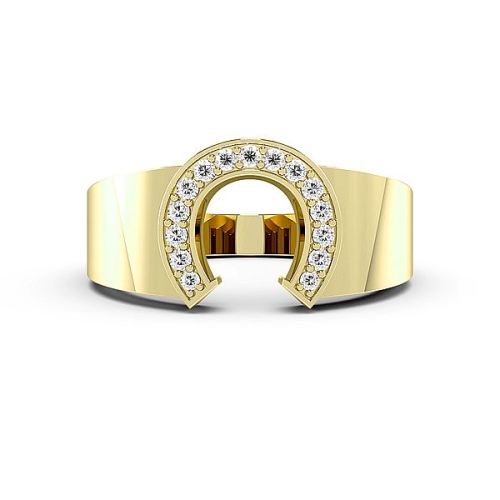 Pave Setting Round Yellow Gold Shoe horse Cluster Diamond Rings