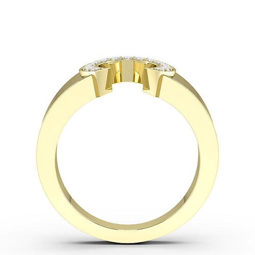 Pave Setting Round Yellow Gold Shoe horse Cluster Diamond Rings