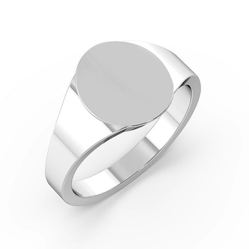 Oval Signet Ring Men's Plain Wedding Band